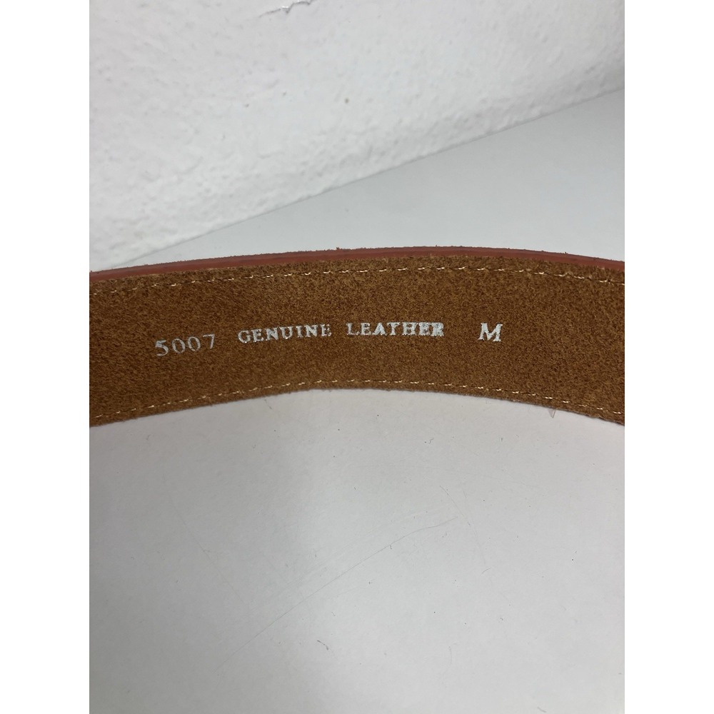 Women's Western Copper Rhinestone Chunky Bling Genuine Leather Brown Belt Medium - Picture 4 of 6